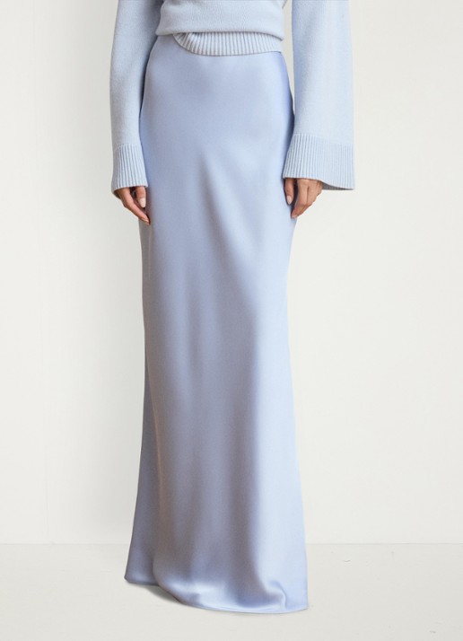 Ralph Lauren Maxi rok van satijn - detail 2 icy blue / blauw