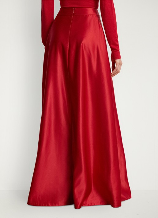 Ralph Lauren Maxi rok van satijn - achterkant ralph red / rood
