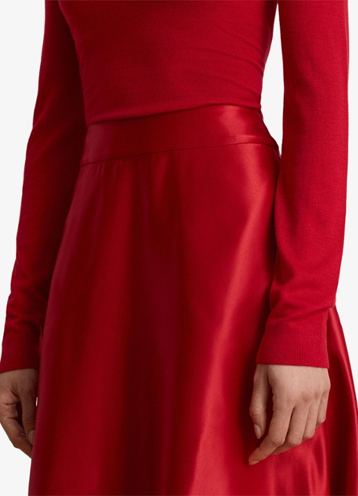 Ralph Lauren Maxi rok van satijn - detail 3 ralph red / rood