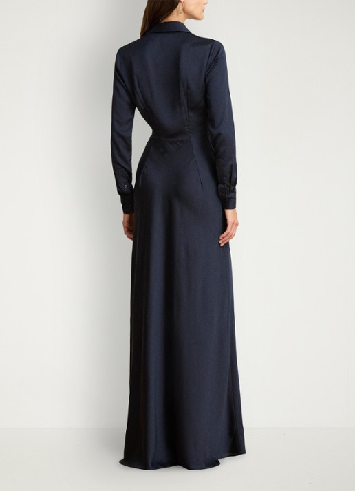 Ralph Lauren Maxi tuniekjurk met plooidetail - achterkant 4 lauren navy / blauw