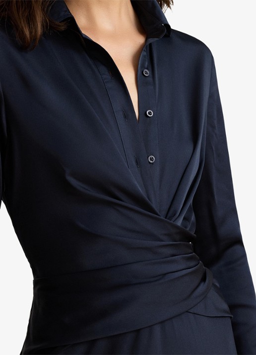 Ralph Lauren Maxi tuniekjurk met plooidetail - detail 3 lauren navy / blauw