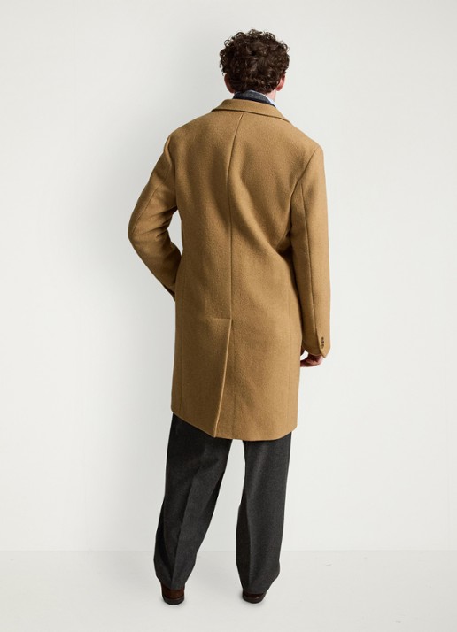 Ralph Lauren Melton mantel in wolblend met steekzakken - achterkant camel / camel