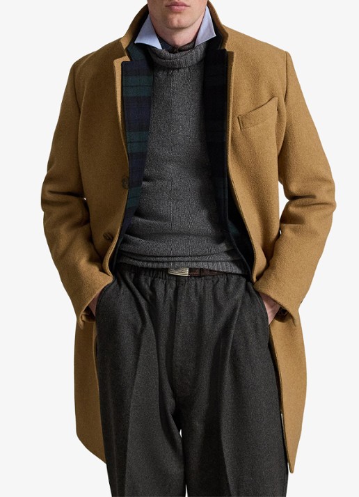 Ralph Lauren Melton mantel in wolblend met steekzakken