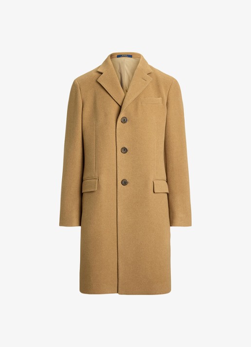 Ralph Lauren Melton mantel in wolblend met steekzakken - voorkant 2 camel-2wb2