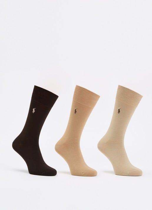 Ralph Lauren Mercerized sokken met logoborduring in 3-pack