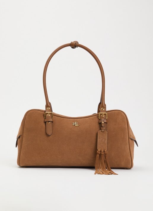 Ralph Lauren Mercy schoudertas van suède met leren details