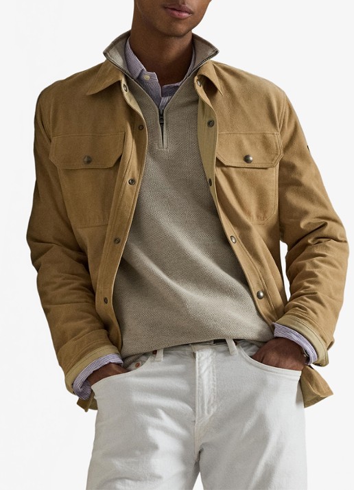 Ralph Lauren Mesh-gebreide katoenen trui met rits - voorkant 2 light walnut brown / brown