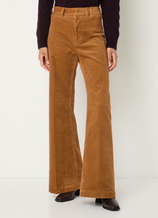 Ralph Lauren Mid waist flared fit broek van corduroy met paspelzakken