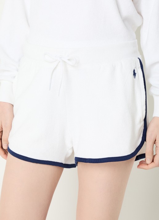 Ralph Lauren Mid waist straight fit korte broek van badstof met logo