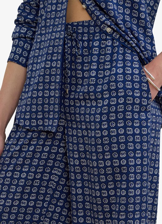 Ralph Lauren Mid waist wide fit broek met print - detail 2 blauw