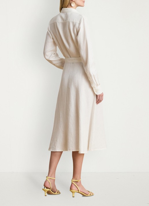 Ralph Lauren Midi blouse jurk met strikceintuur - achterkant 3 wit