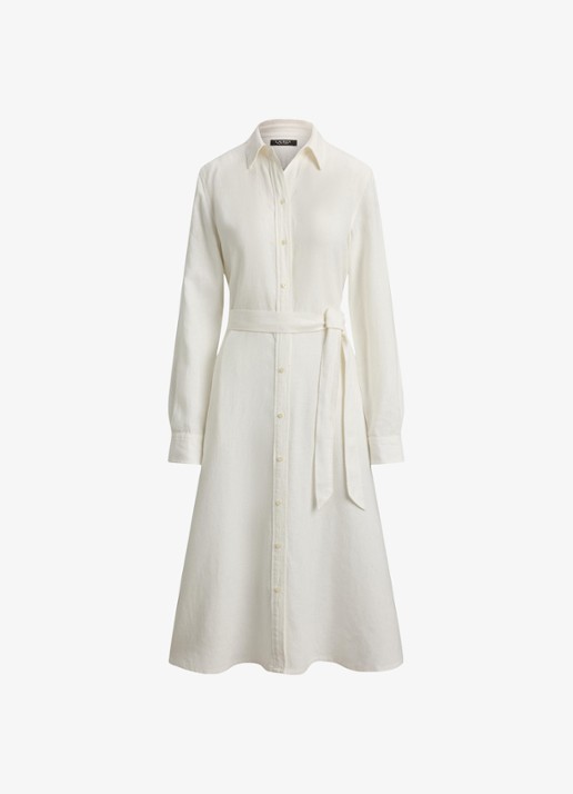 Ralph Lauren Midi blouse jurk met strikceintuur