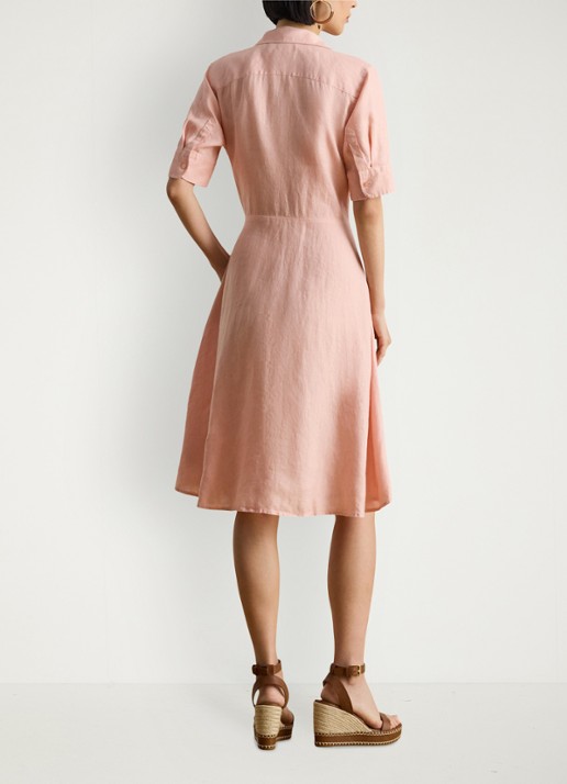 Ralph Lauren Midi blousejurk met gestrikt detail - achterkant 5 pink rhodonite / roze