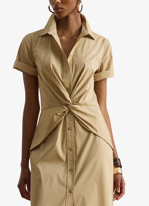 Ralph Lauren Midi blousejurk met plooidetail