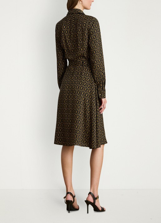 Ralph Lauren Midi blousejurk met print - achterkant 5 black multi / zwart