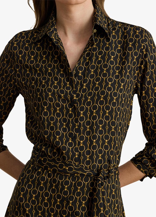 Ralph Lauren Midi blousejurk met print - detail 4 black multi / zwart