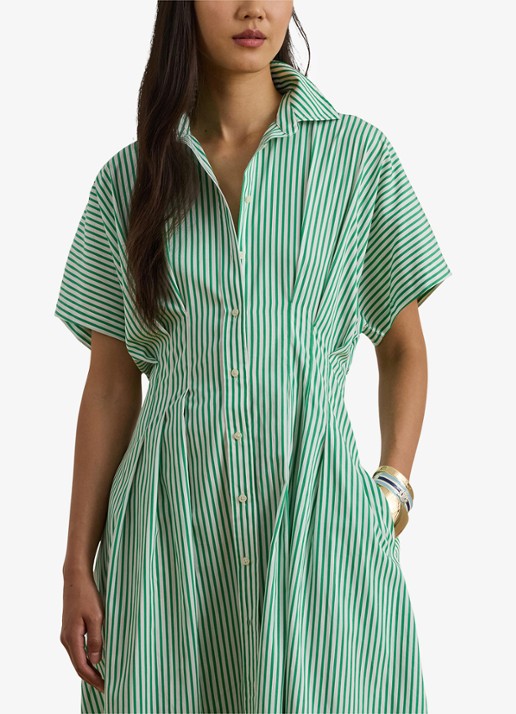 Ralph Lauren Midi blousejurk met streepprint en steekzakken