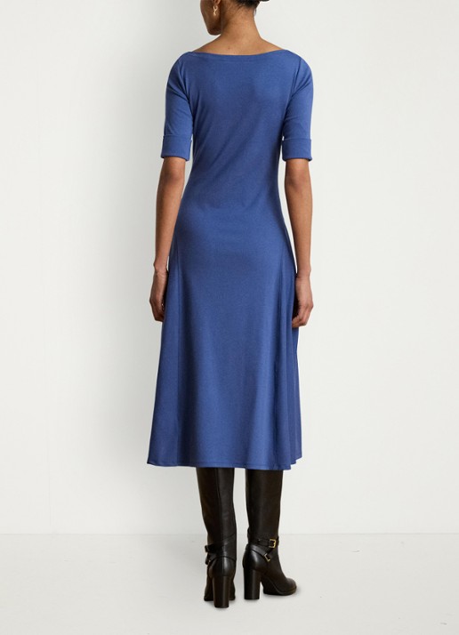 Ralph Lauren Midi jurk met boothals - achterkant 3 inky blue / blauw