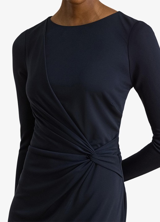 Ralph Lauren Midi jurk met geknoopt detail - detail 3 blauw