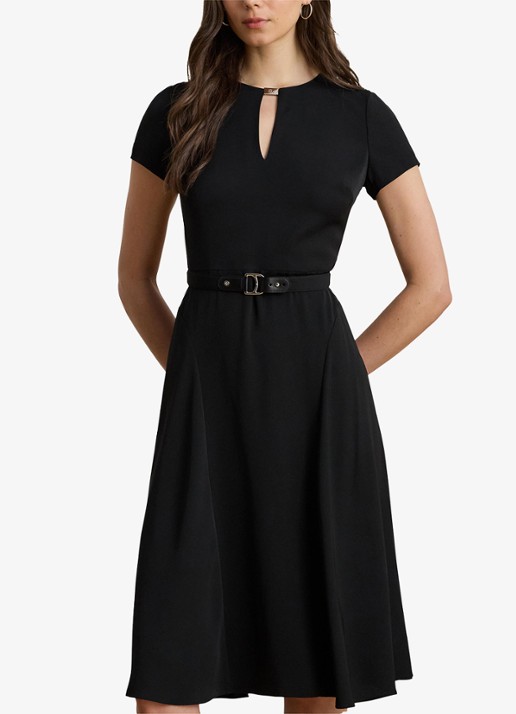 Ralph Lauren Midi jurk met gesp - detail zwart