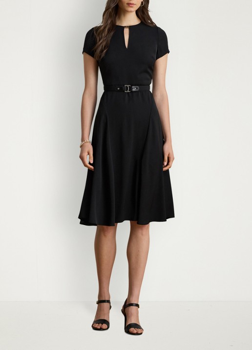 Ralph Lauren Midi jurk met gesp - voorkant 4 zwart
