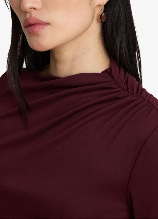 Ralph Lauren Midi jurk met plooidetail - detail 5 dark garnet / bordeauxrood