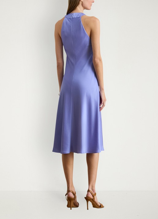 Ralph Lauren Midi jurk van satijn - achterkant banker blue / lichtblauw