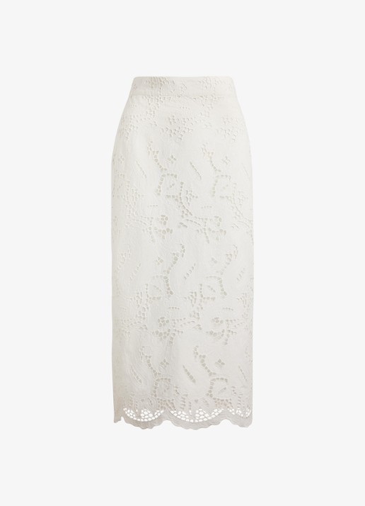 Ralph Lauren Midi rok met broderie - voorkant wit