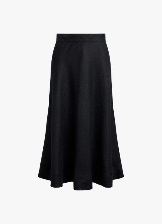 Ralph Lauren Midi rok met plooidetail - voorkant zwart