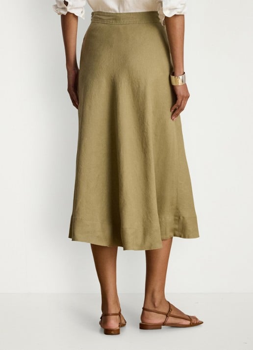 Ralph Lauren Midi rok met plooidetail - achterkant 3 light agave / groen