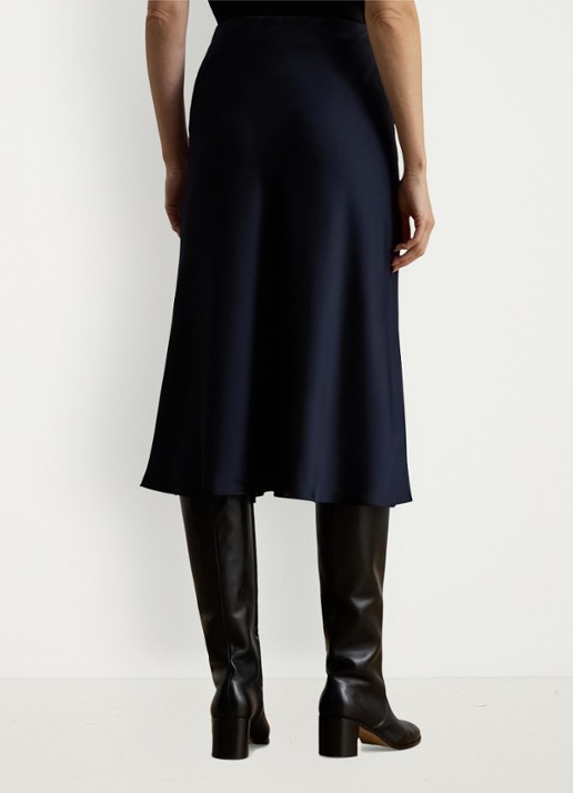 Ralph Lauren Midi rok van satijn - achterkant blauw