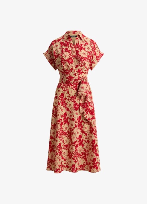 Ralph Lauren Midi tuniekjurk met bloemenprint - voorkant 3 red tan / rood