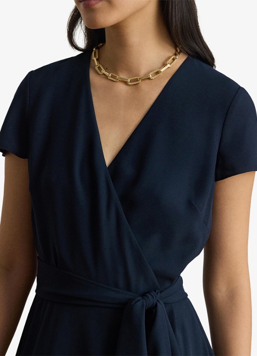 Ralph Lauren Midi wikkeljurk met strikceintuur - detail 3 blauw