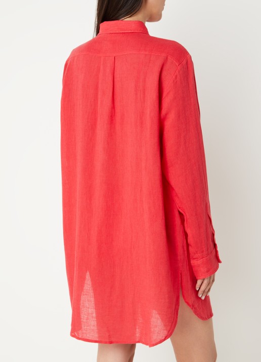 Ralph Lauren Mini blousejurk van linnen - achterkant 4 rood