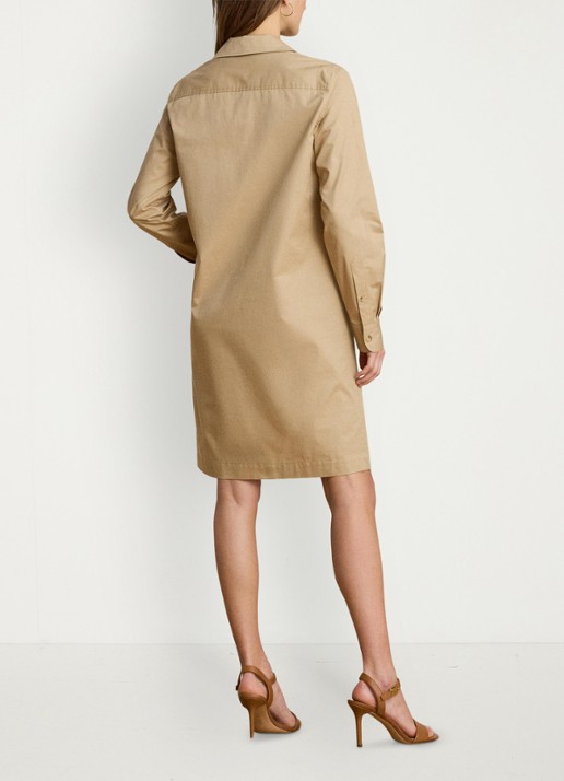 Ralph Lauren Mini tuniekjurk met opgestikte zakken - achterkant 3 birch tan / beige