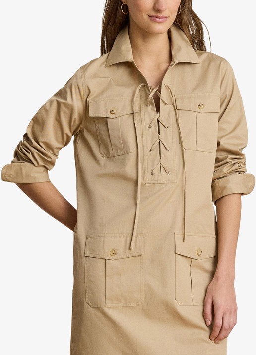 Ralph Lauren Mini tuniekjurk met opgestikte zakken - detail 2 birch tan / beige