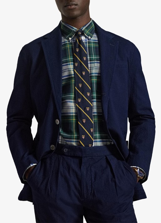 Ralph Lauren Modern fit colbert met ribstructuur en opgestikte zakken - voorkant 4 indigo