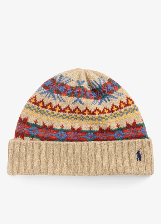 Ralph Lauren Muts met grafische print - voorkant tan multi-2wce / beige