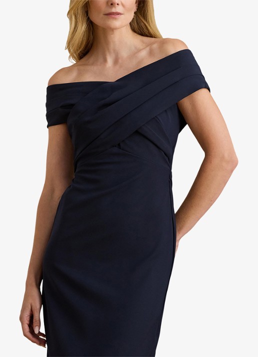 Ralph Lauren Off-shoulder maxi jurk met split - detail 3 lighthouse navy / donkerblauw