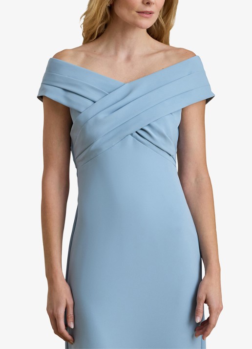 Ralph Lauren Off-shoulder maxi jurk met split - detail 4 blue note / blauw