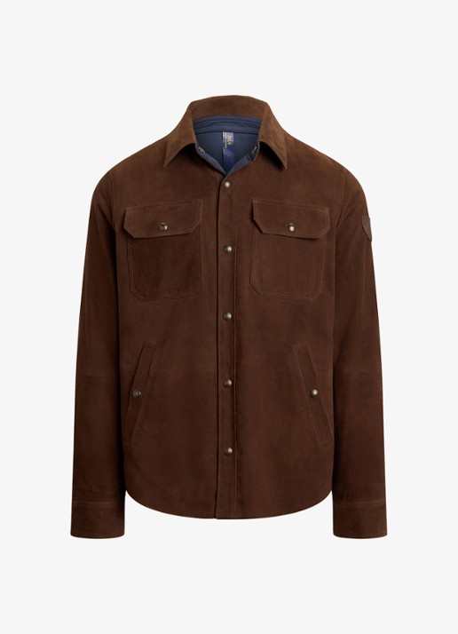 Ralph Lauren Omkeerbaar suède-tafetta overhemdjack - voorkant 2 bruin