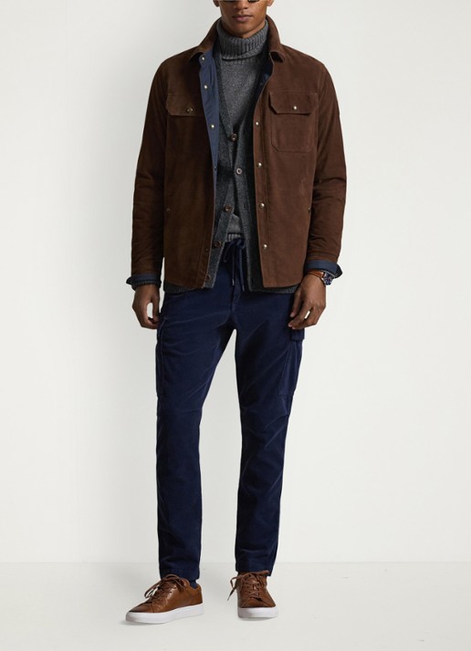 Ralph Lauren Omkeerbaar suède-tafetta overhemdjack - voorkant 3 bruin
