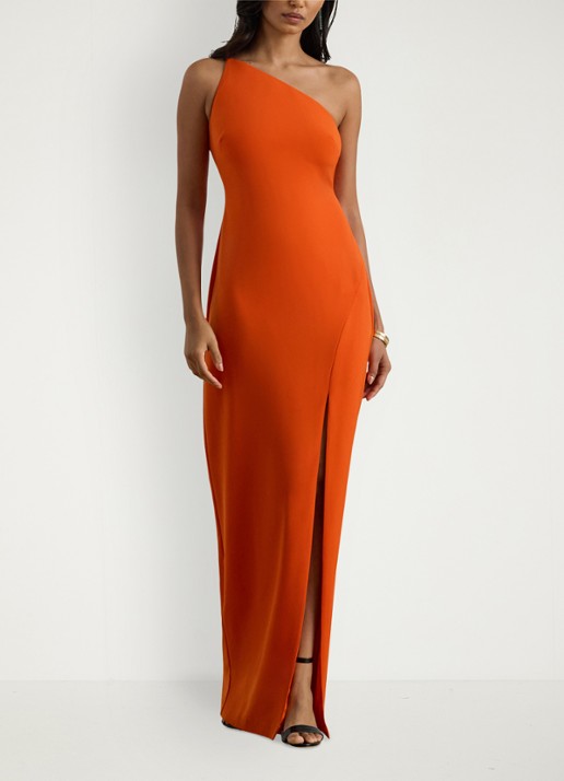 Ralph Lauren One shoulder maxi jurk met split