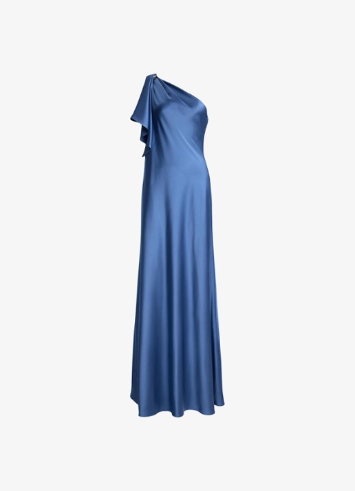 Ralph Lauren One shoulder maxi jurk met volant