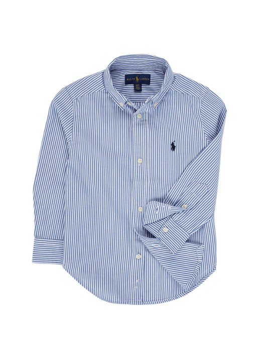 Ralph Lauren Overhemd met logoborduring - voorkant 3 blauw