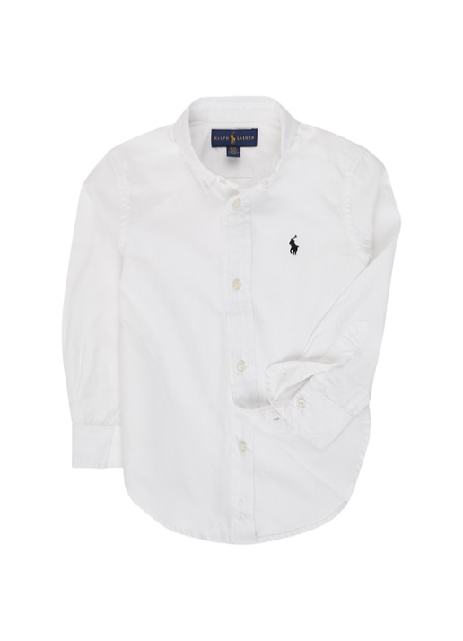 Ralph Lauren Overhemd met logoborduring - voorkant 3 wit