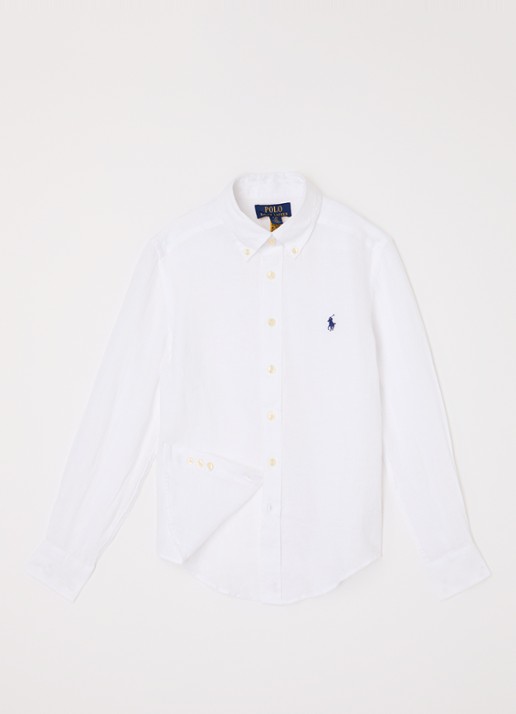 Ralph Lauren Overhemd met logoborduring - voorkant 2 wit