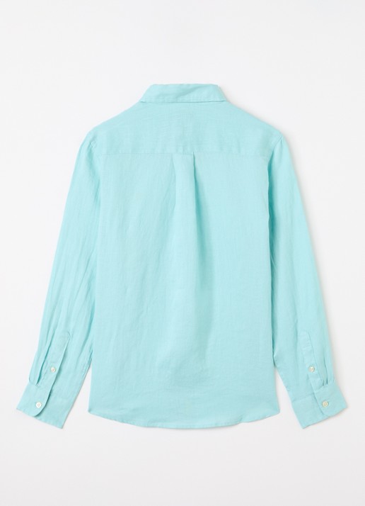 Ralph Lauren Overhemd met logoborduring - voorkant 3 aquablauw