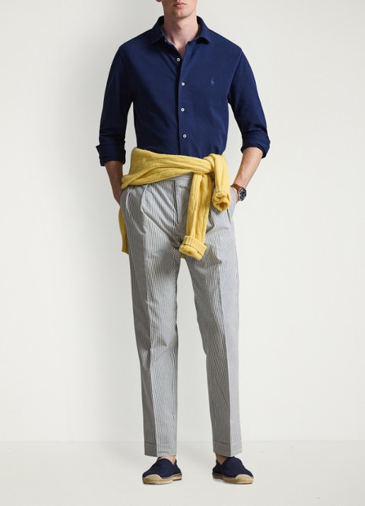 Ralph Lauren Overhemd met logoborduring - voorkant 3 dark cobalt / donkerblauw