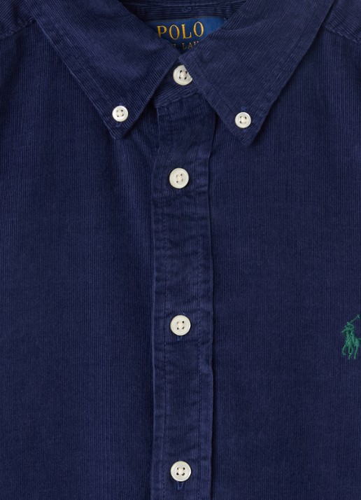 Ralph Lauren Overhemd van corduroy met logoborduring - detail 3 donkerblauw